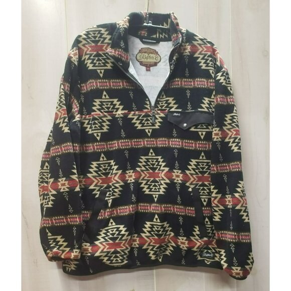 Rafter C Aztec Print Fleece Pullover, Red Dirt Collection, Men Jacket S Black/Re - Picture 1 of 5